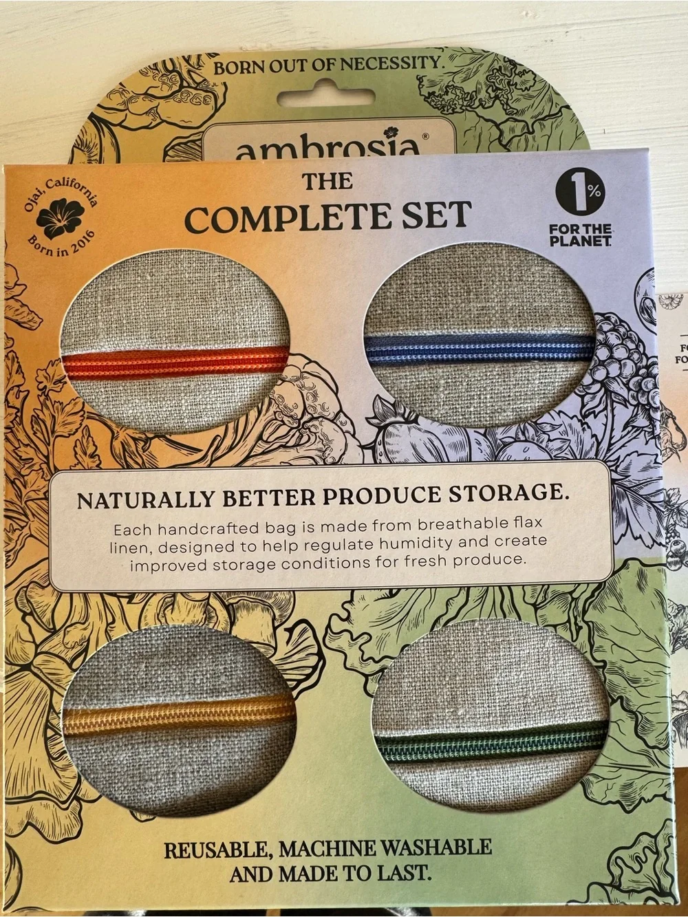 Ambrosia Linen Produce Storage Bag Set of Four